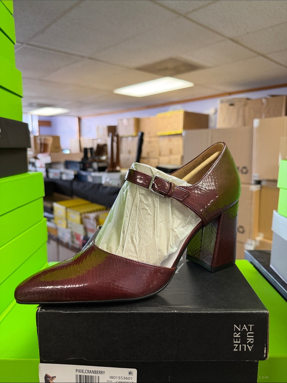 Naturalizer Pixie Burgundy Patent Mary Jane Block Heel